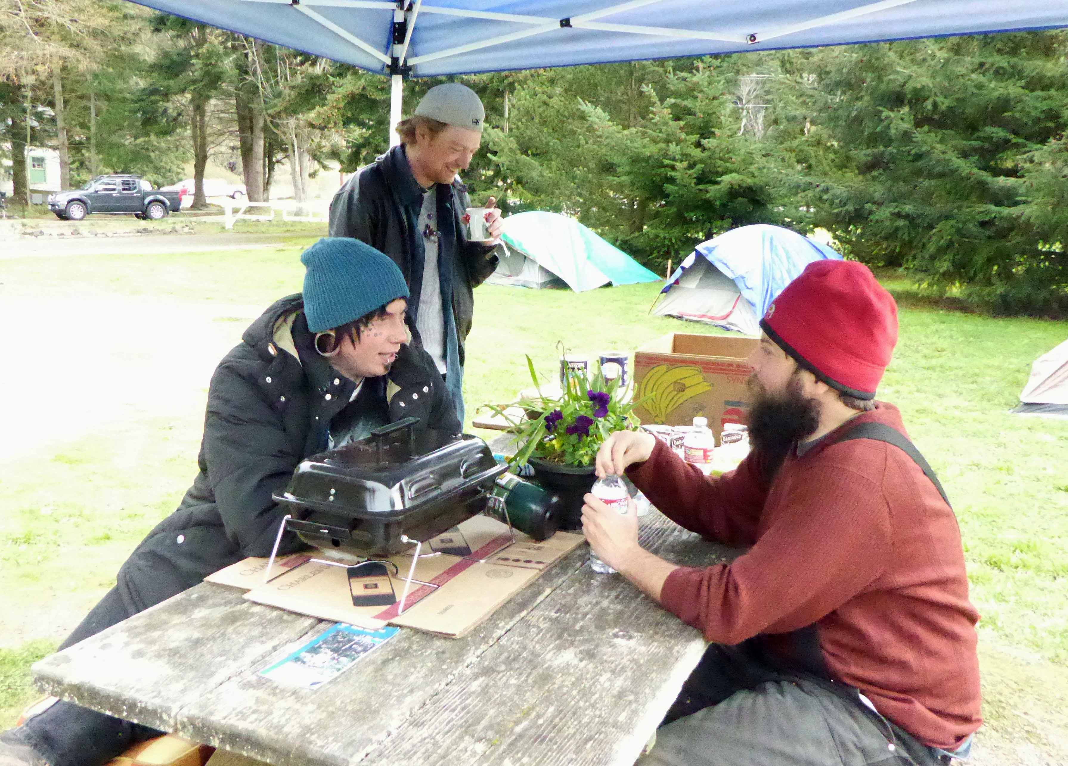 Port Townsend tent city residents who moved from the fairgrounds to Fort Worden State Park on Sunday include
