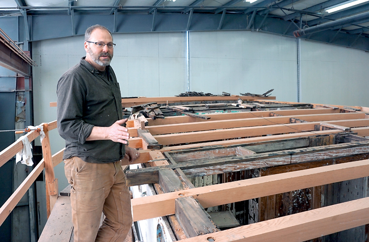 Shipwrights Co-op partner Chris Chase is looking to get started on the renovation of the Western Flyer. — Charlie Bermant/Peninsula Daily News ()