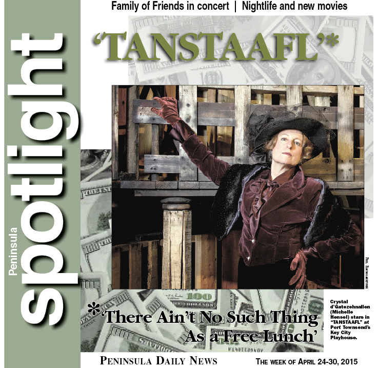 Michaelle Hensel portrays Crystal d'Gatezehnallen in “TANSTAAFL” at key City Playhouse in Port Townsend. —Photo by Phil Baumgaertner ()