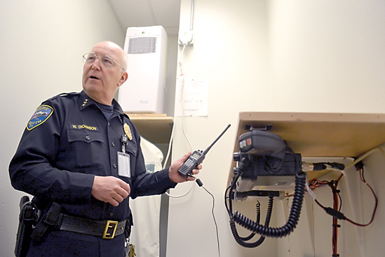 The radio room for Sequim’s new city emergency operations center inside the Clallam Transit Center can be powered with a solar generator if needed