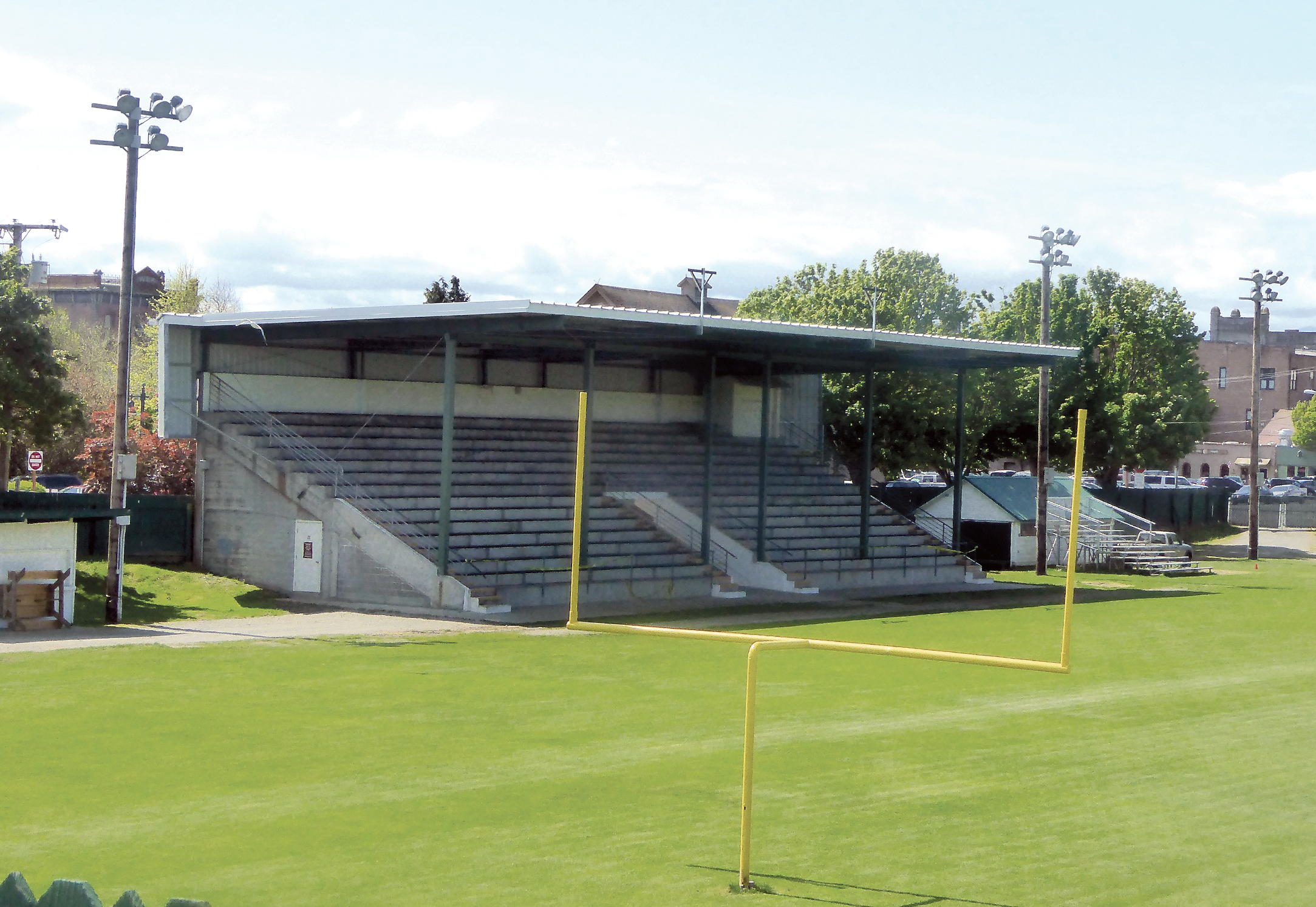 The newly renovated grandstand at Memorial Field. —Photo by Charlie Bermant/Peninsula Daily News ()