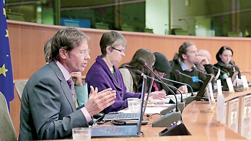 Richard Oppenlander addresses the European Union in December. ()