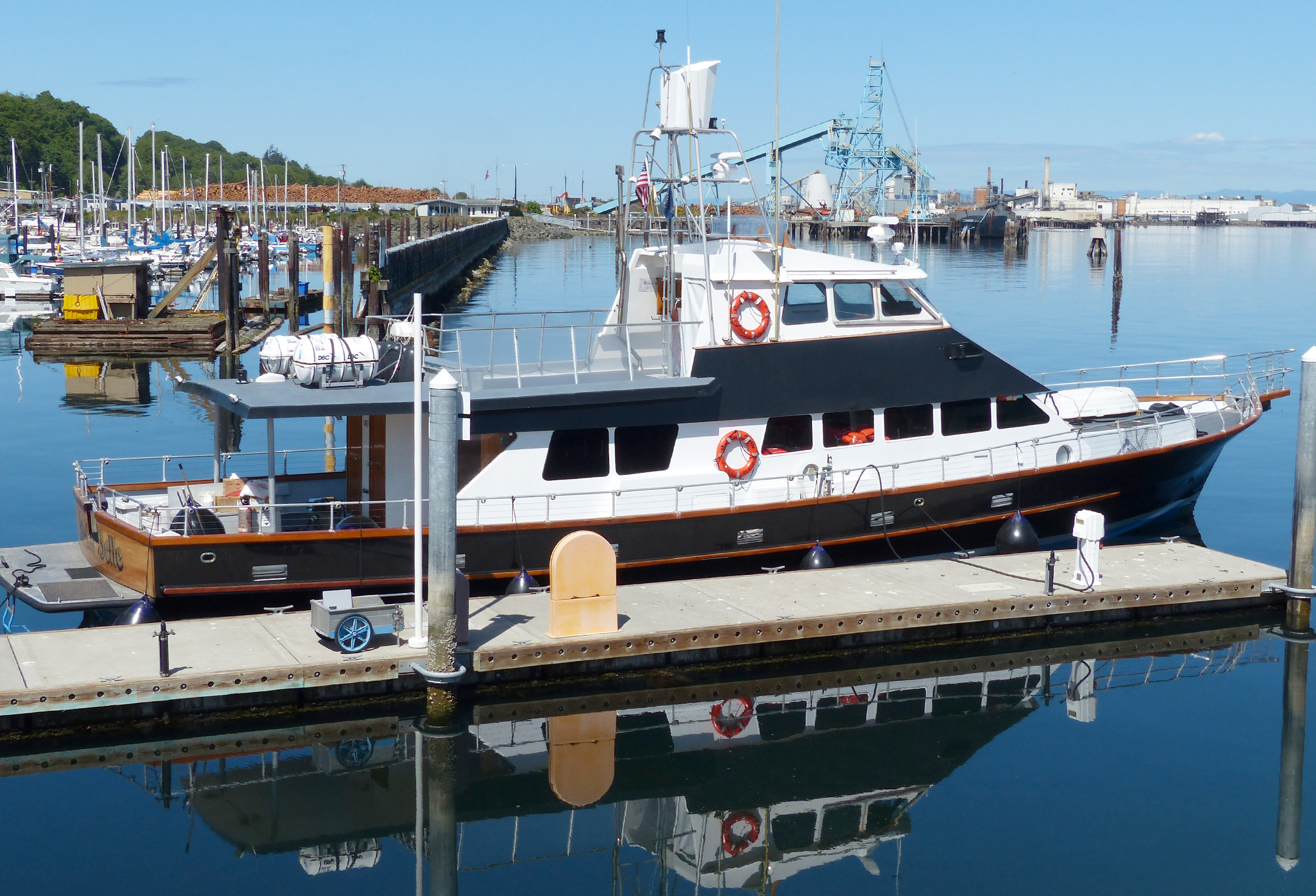 Lu-Lu Belle going back in the water at the guest dock west of the harbormaster’s office at the Port Angeles Boat Haven after having been on the hard at Platypus Marine. — David G. Sellars/for Peninsula Daily News ()