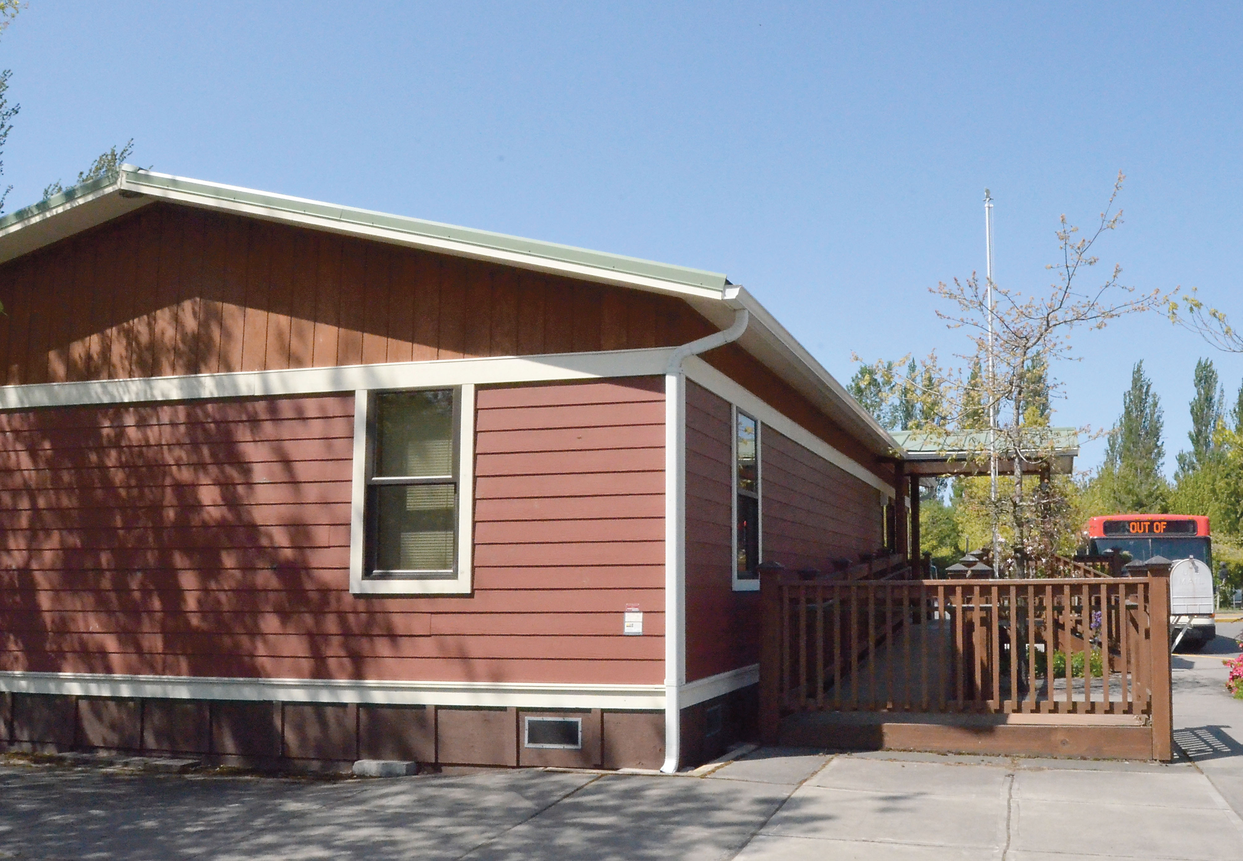 The former visitors center will be rechristened as the Haines Place Transit Center when it opens May 18. — Charlie Bermant/Peninsula Daily News ()