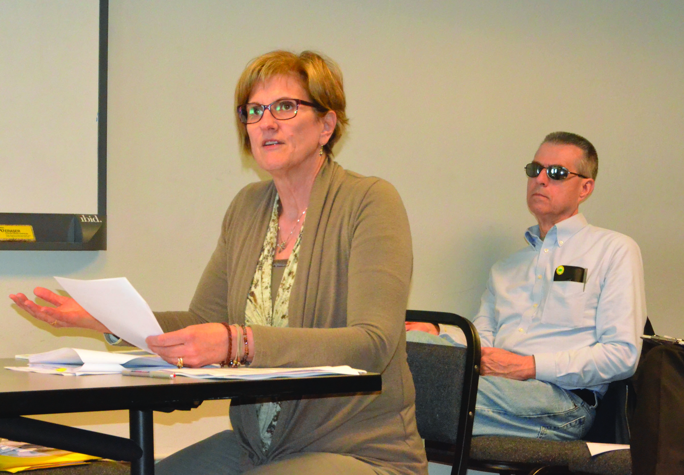 Jefferson County Department of Community Development Associate Planner Colleen Zmolek presents the Planning Commission’s recommendations about marijuana businesses to county commissioners Thursday. — Charlie Bermant/Peninsula Daily News ()