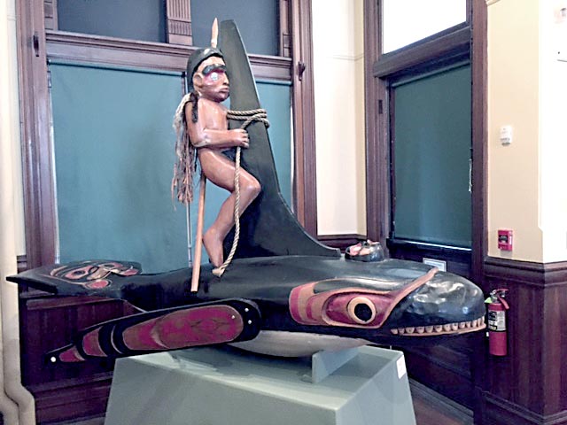 Whale Rider and Bear with Salmon by Port Gamble S'Klallam carver Joe Ives Sr. is among the exhibits at the Jefferson Museum of Art & History. (Jefferson County Historical Society)