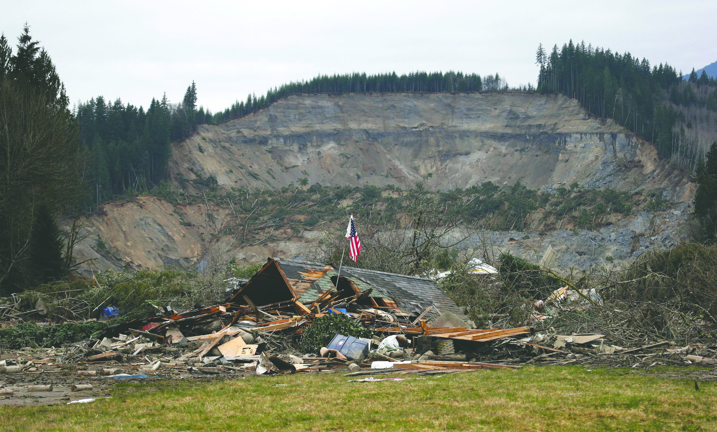 A flag stands March 25