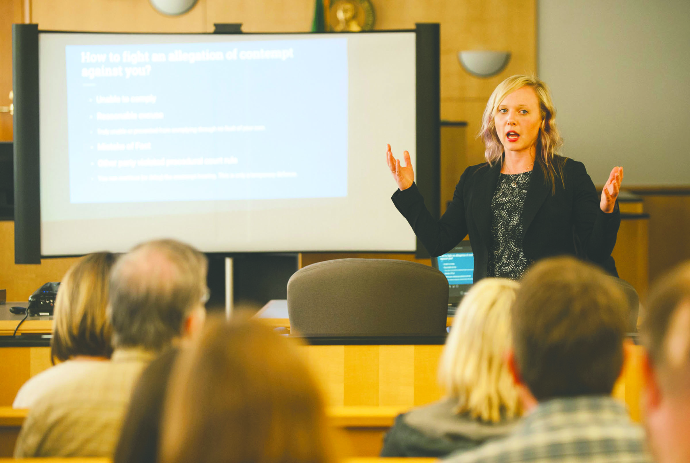 Attorney Amber Rush teaches a free class to the public at the Clark County Courthouse in Vancouver