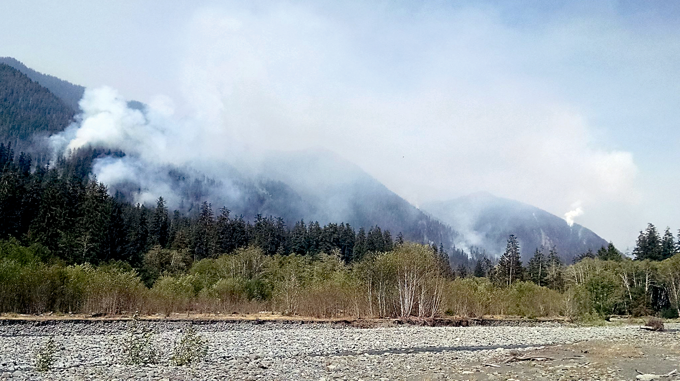 Smoke rises from the Paradise Fire in Olympic National Park’s Queets River watershed late Monday afternoon. —U.S. Forest Service photo