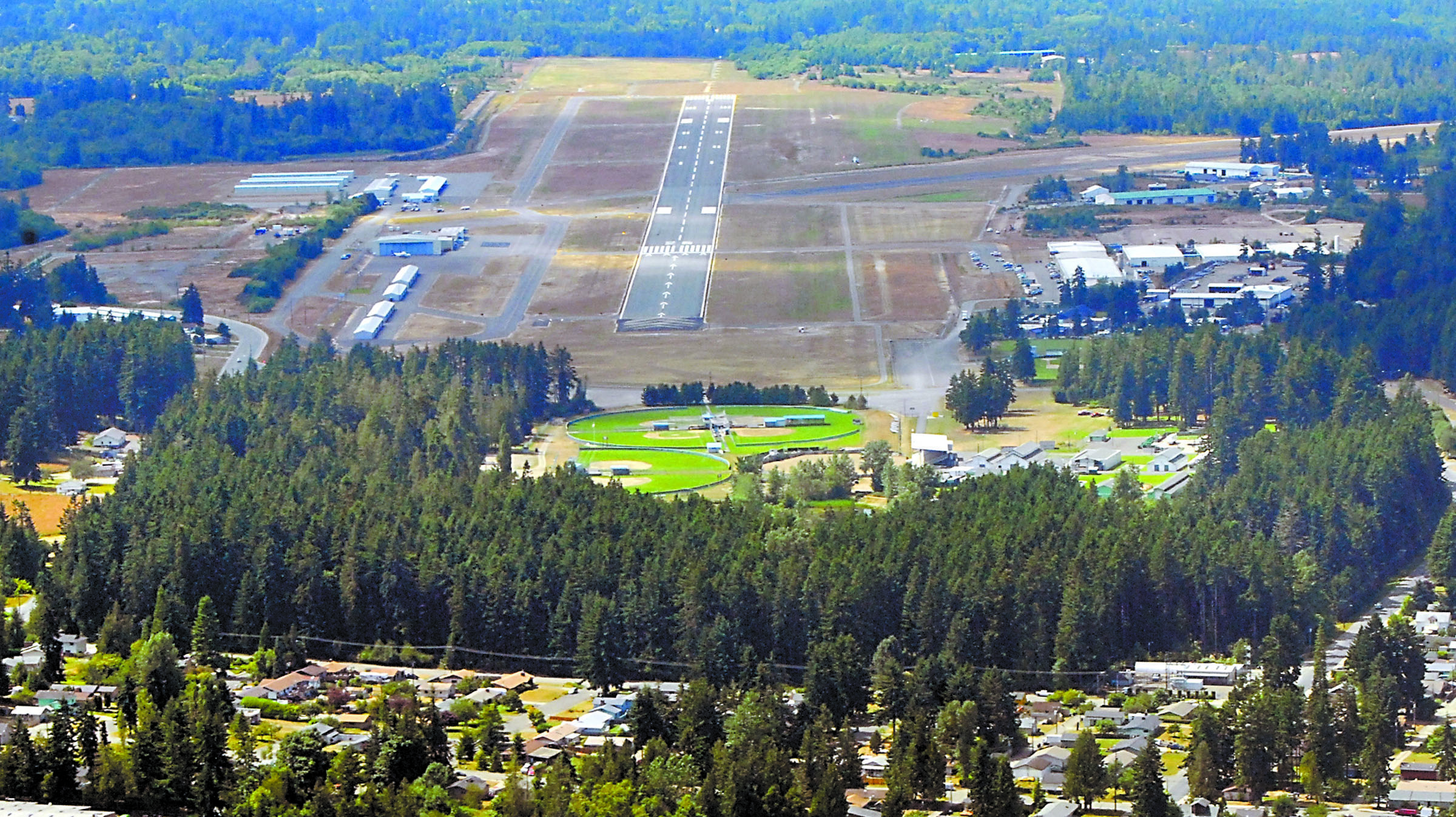 Runway 26 at William R. Fairchild International Airport in Port Angeles is shown in this aerial photo taken July 29
