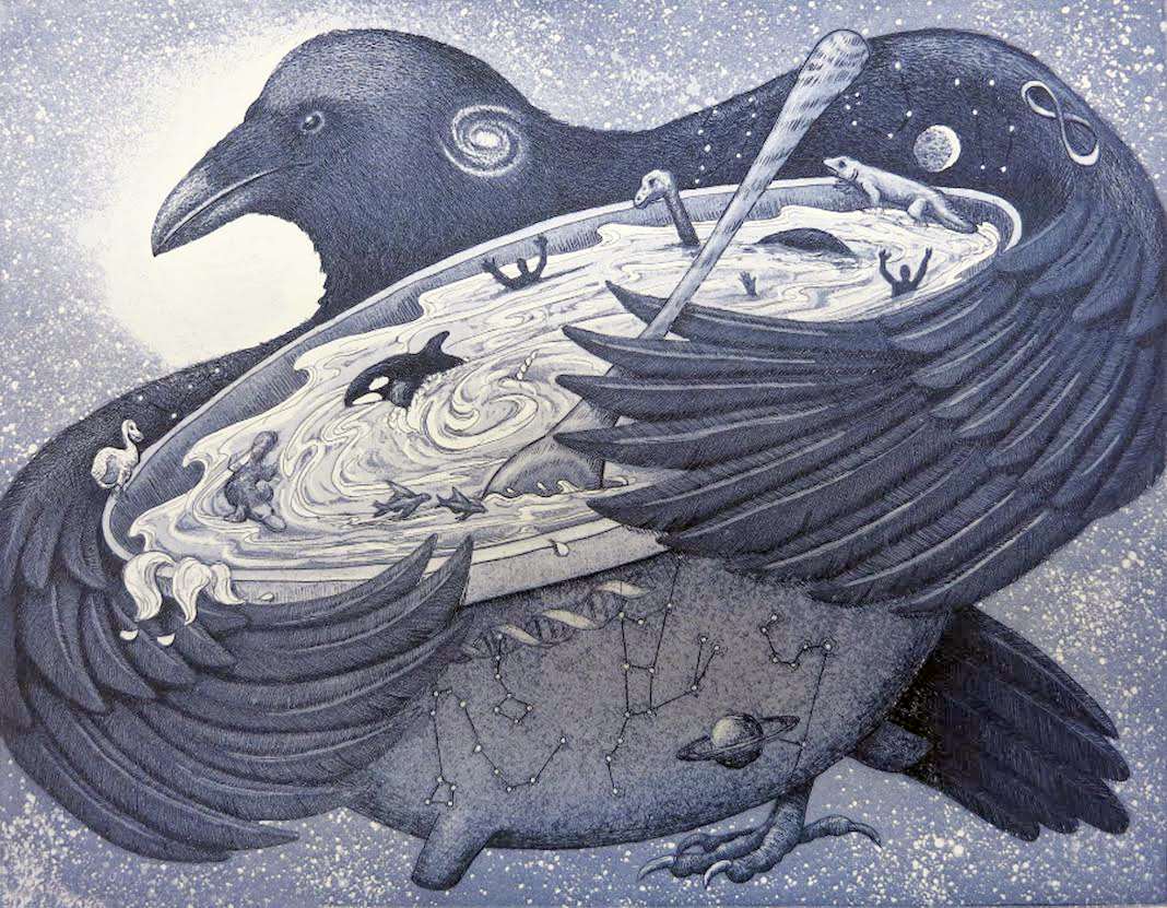 “Raven Stirs the Pot” by Caren Catterall is among the images in “The Printmaker’s Hand III