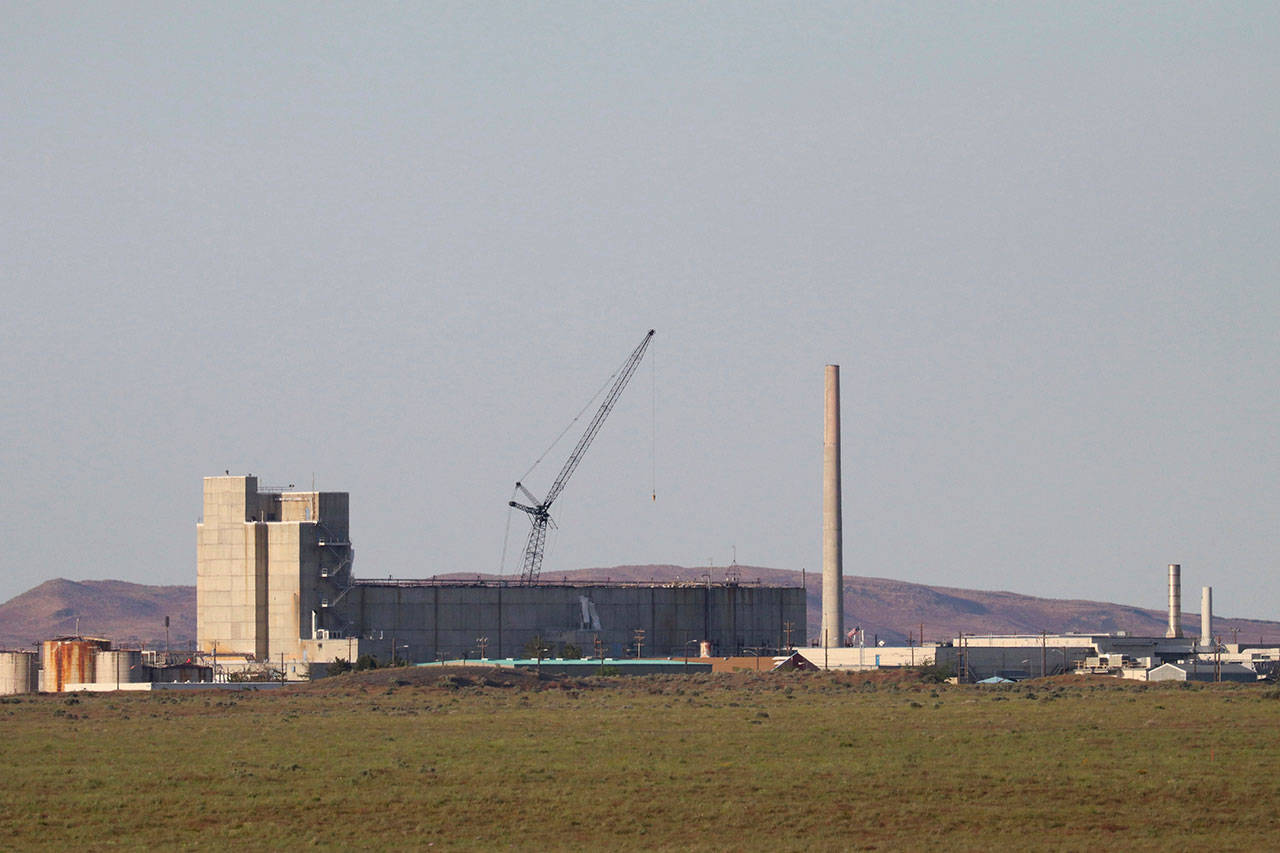 A structure is seen at the Hanford Nuclear Reservation in Richland in May. After almost two decades of work, the government has nearly finished removing radioactive wastes from a first group of underground storage tanks in eastern Washington. (The Associated Press)