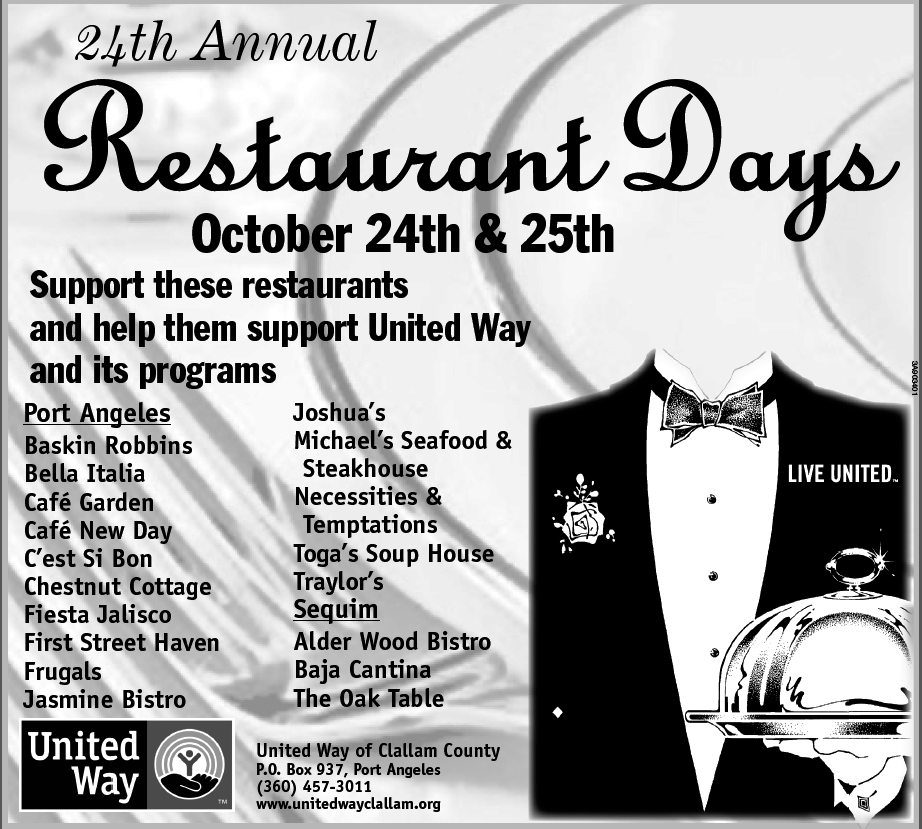 Dining out in Port Angeles and Sequim to help a good cause — Restaurants to donate proceeds to United Way