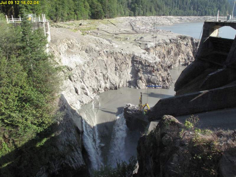 Glines Canyon Dam as of July 9. ONPwebcam viewable at www.peninsuladailynews.com