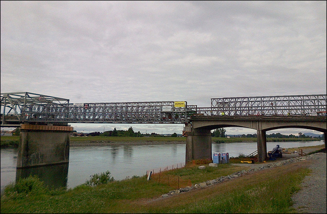 Here's what the temporary Interstate 5 span looks like over the Skagit River. Washington State Department of Transportation