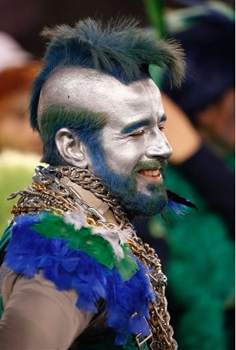 A Seattle Seahawks fan celebrates after the Super Bowl victory The Associated Press