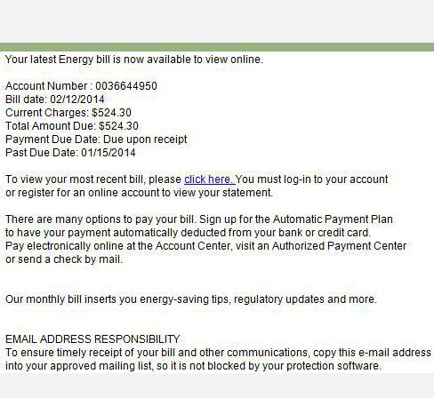 The above is an example of a utility bill scam email.