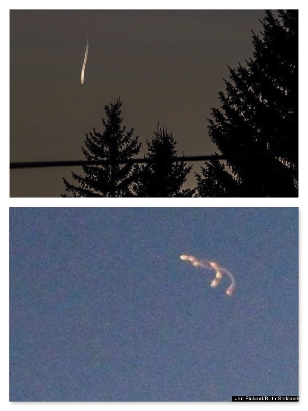 Two photos of the fireball published by The Huffington Post B.C. www.huffingtonpost.ca