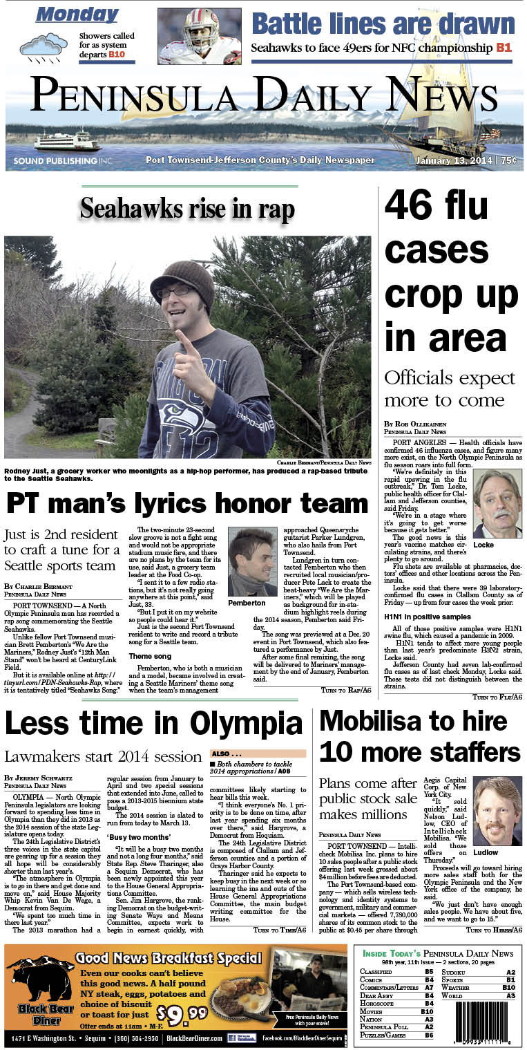 Today's front page for Port Townsend/Jefferson County readers.