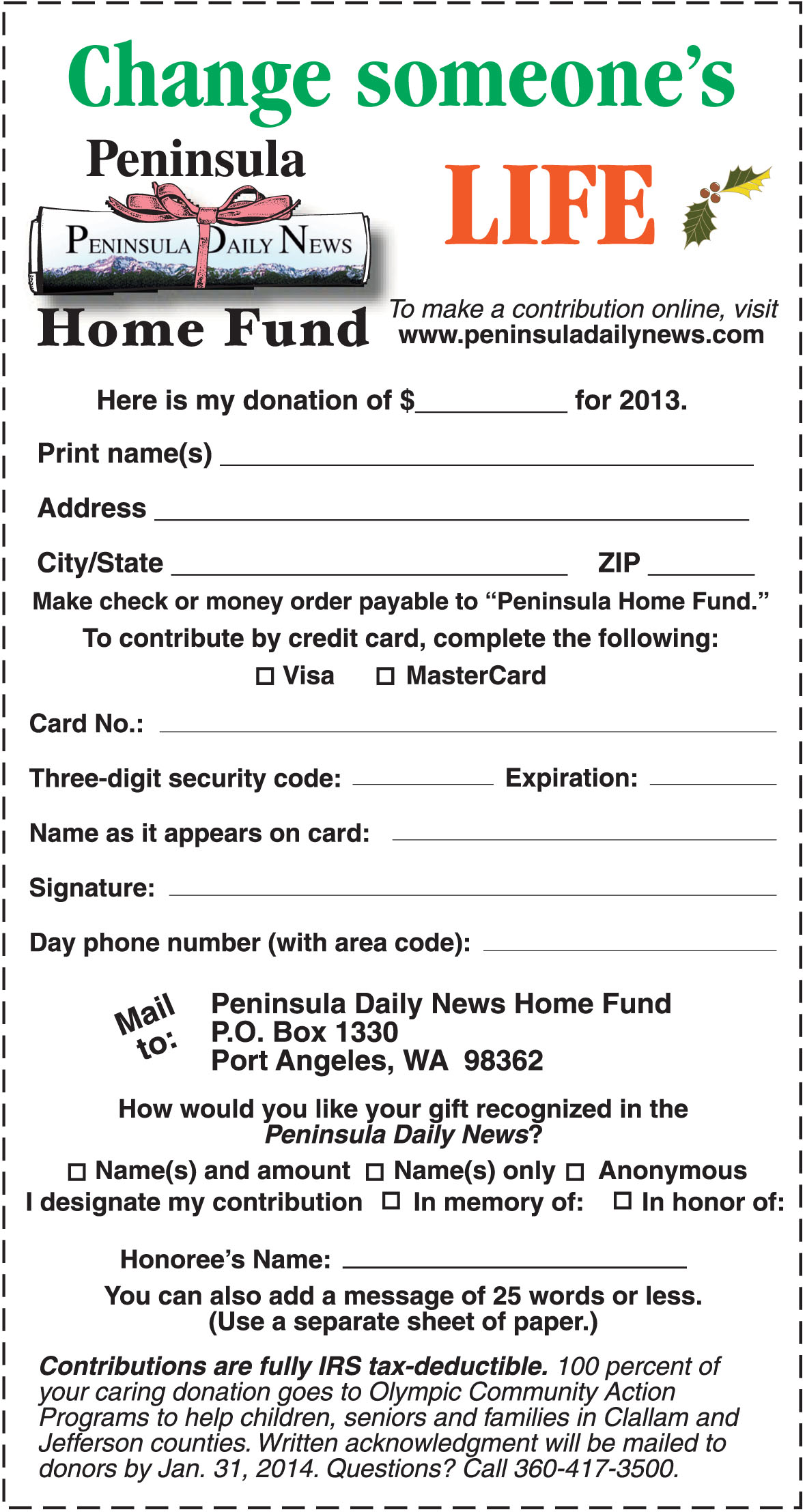 Home Fund's success is all thanks to you, Peninsula Daily News readers