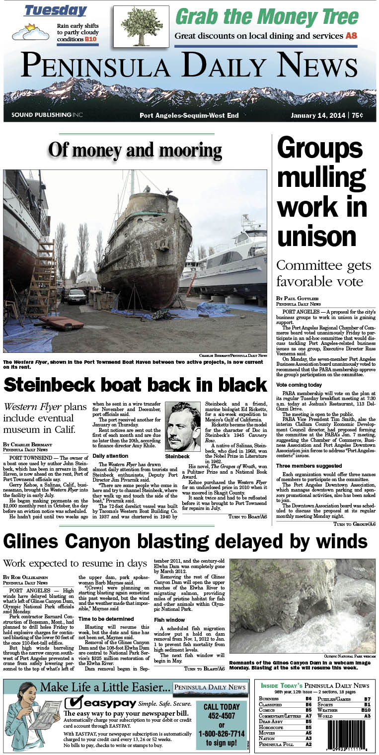 Today's front page for Port Angeles/Clallam County readers.
