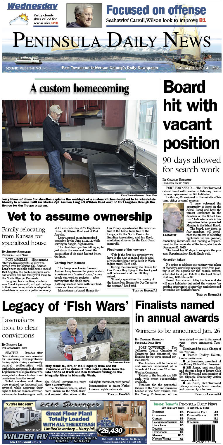 Today's front page for Port Townsend/Jefferson County readers.