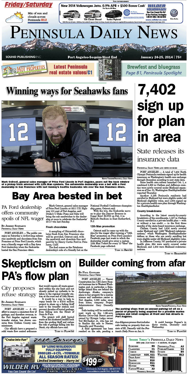 Today's front page for our Port Angeles/Clallam County readers.