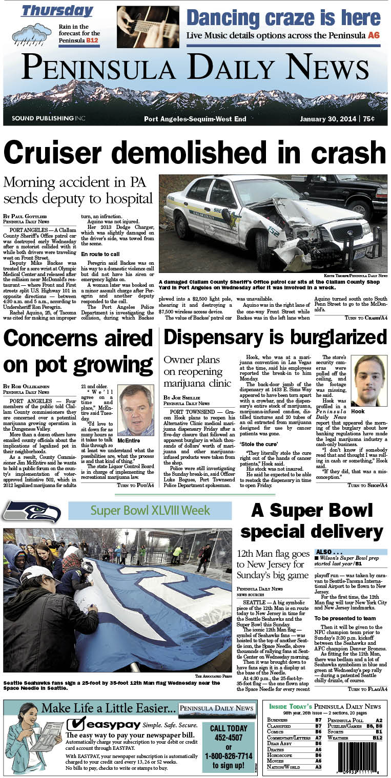 Today's front page for our Clallam County readers.