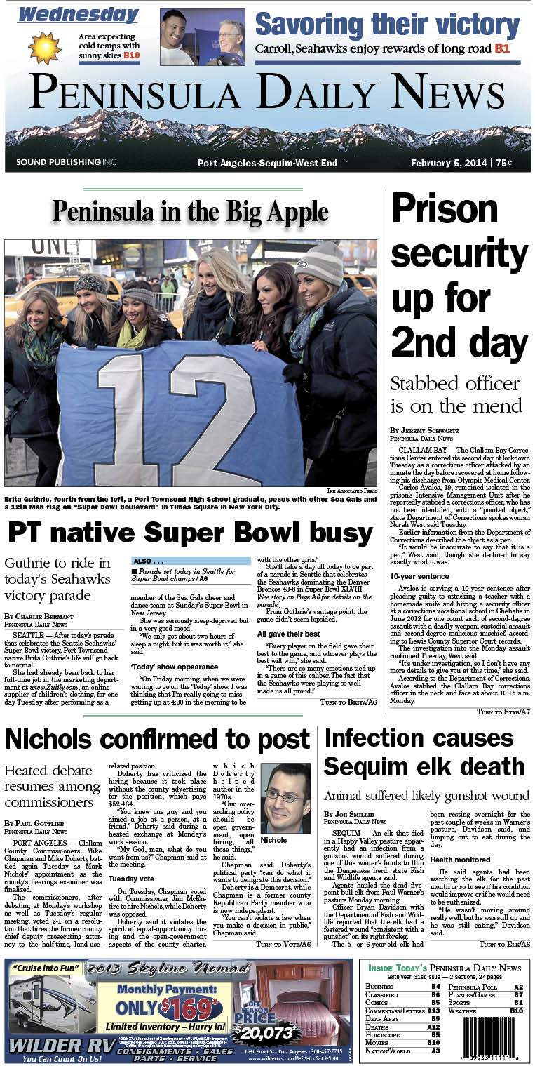 Today's front page for our Clallam County readers.