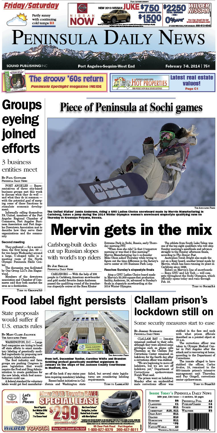 Today's front page for our Clallam County readers.