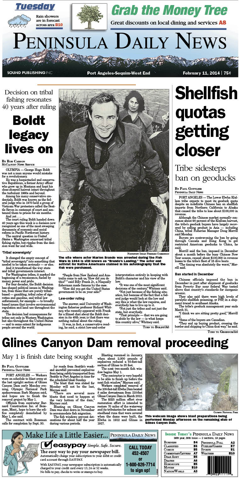 Today's front page for our Clallam County readers.