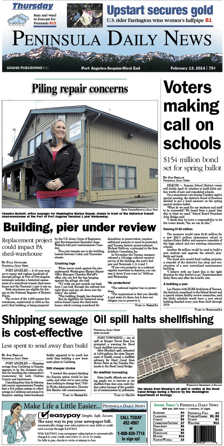 Today's front page for our Clallam County readers.