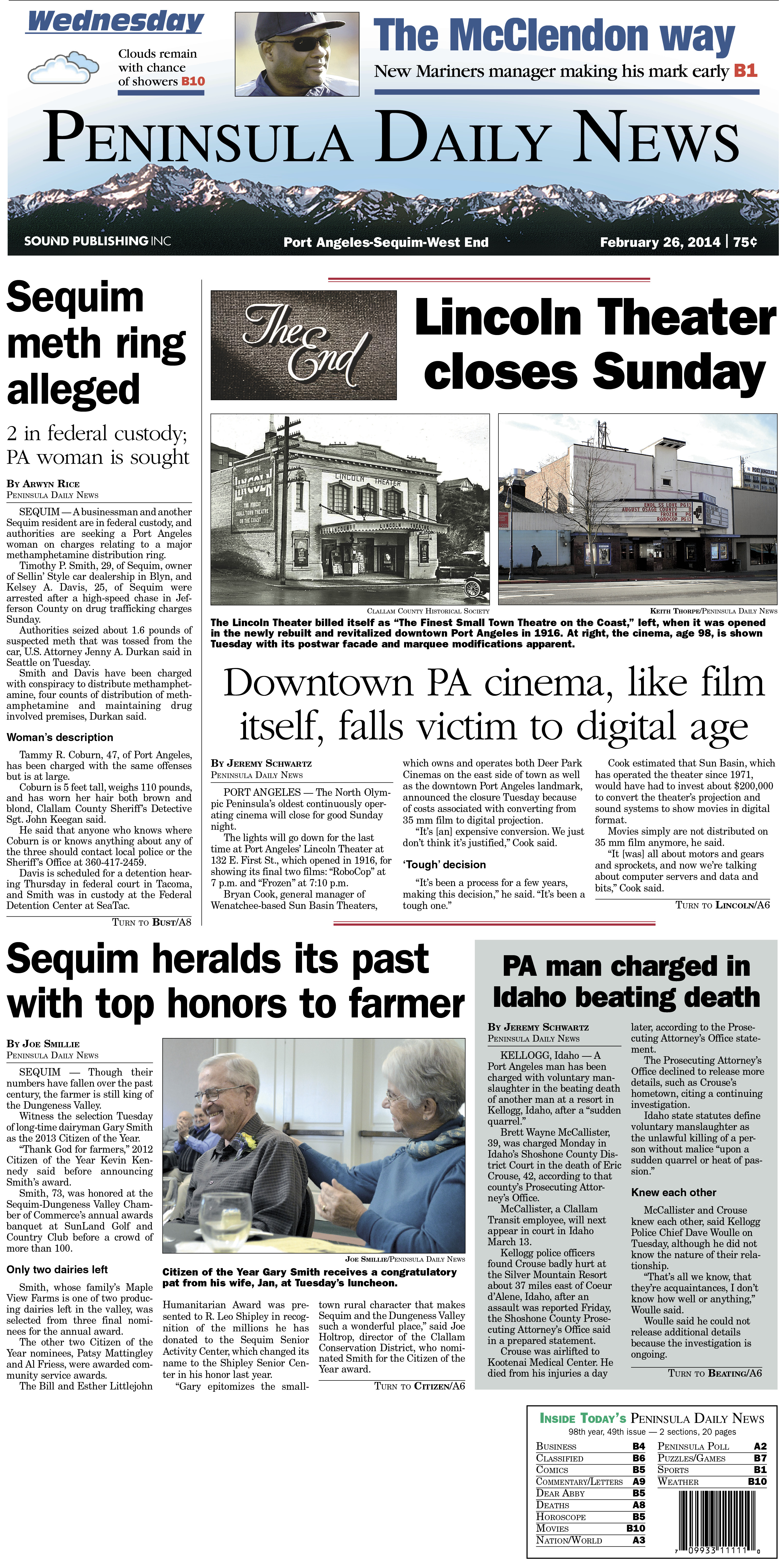 Today's front page for our Clallam County readers.