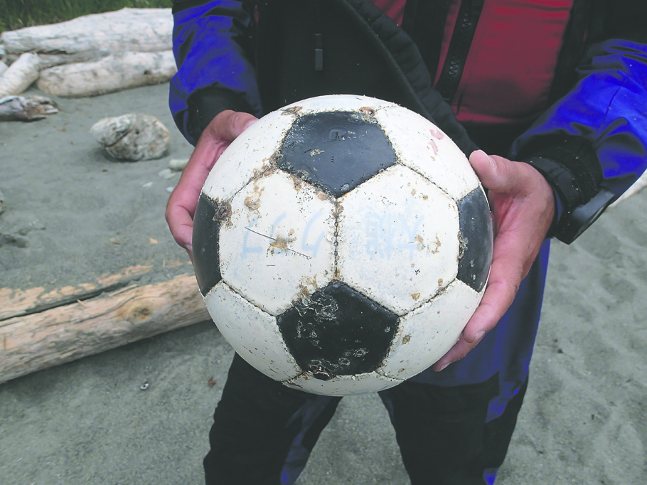 A soccer ball from a club in Otsuchi