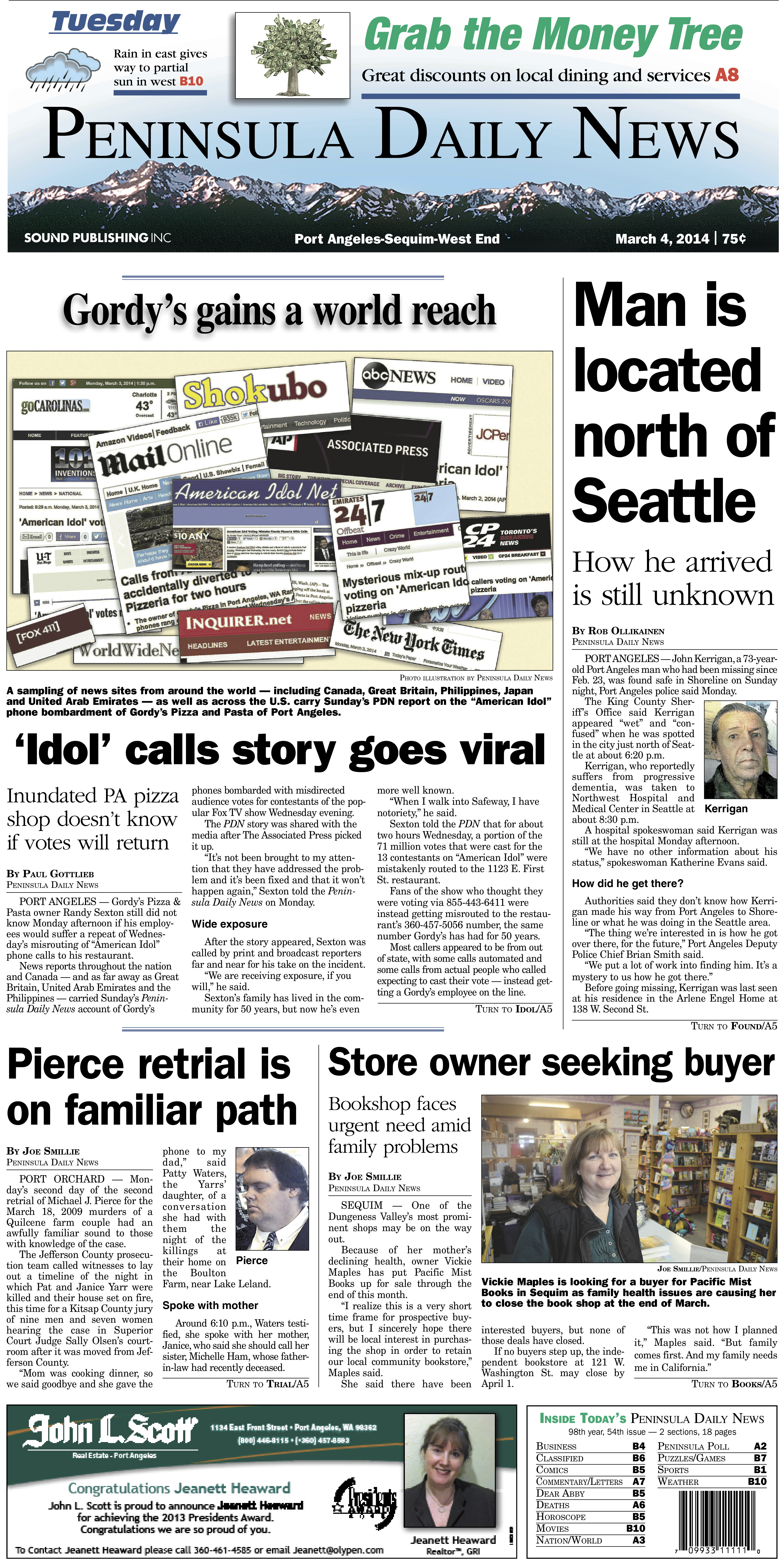 Today's front page for our Clallam County readers.