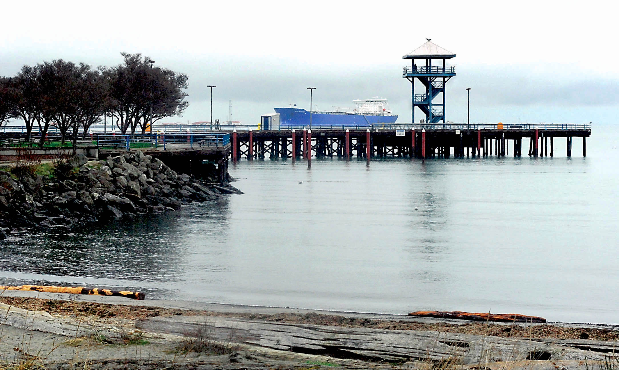 Hollywood Beach is deserted Saturday after Port Angeles officials have warned people away from the waters of Port Angeles Harbor after recent rains overwhelmed the stormwater system