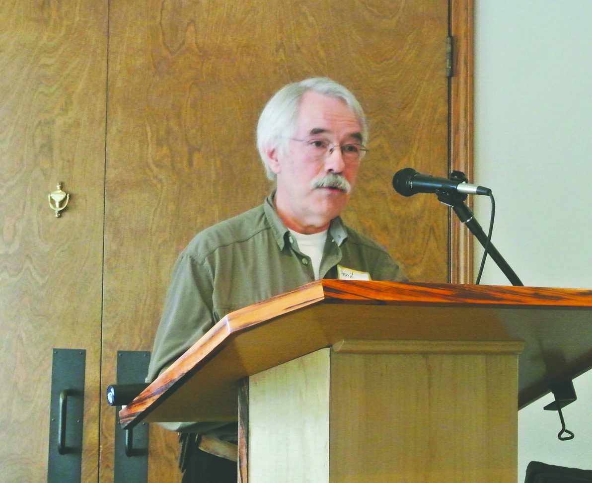 Port Townsend Mayor David King addresses Jefferson County chamber on Monday. Charlie Bermant/Peninsula Daily News