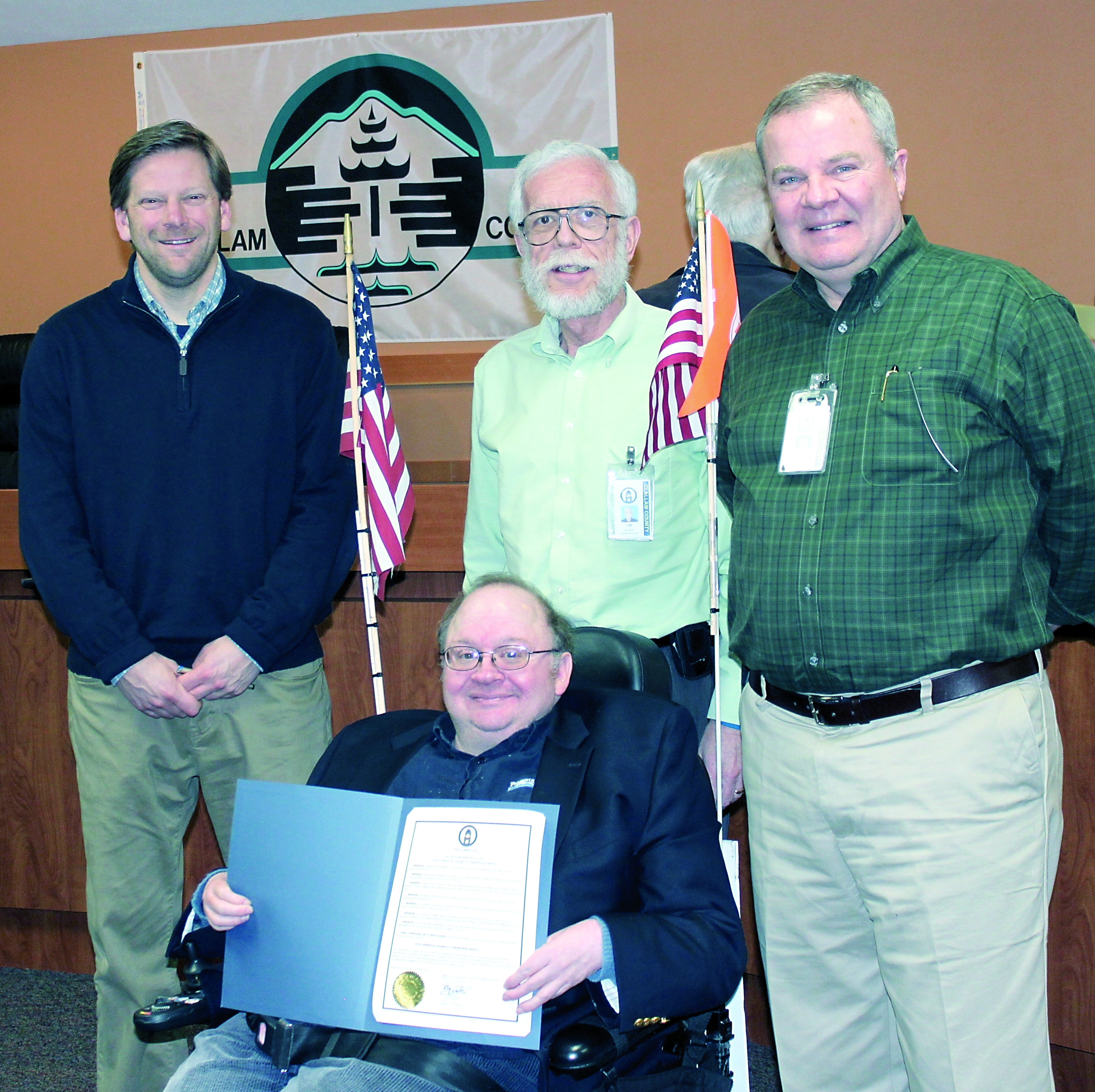 The three Clallam County commissioners signed a proclamation recognizing March as Developmental Disabilities Awareness Month.