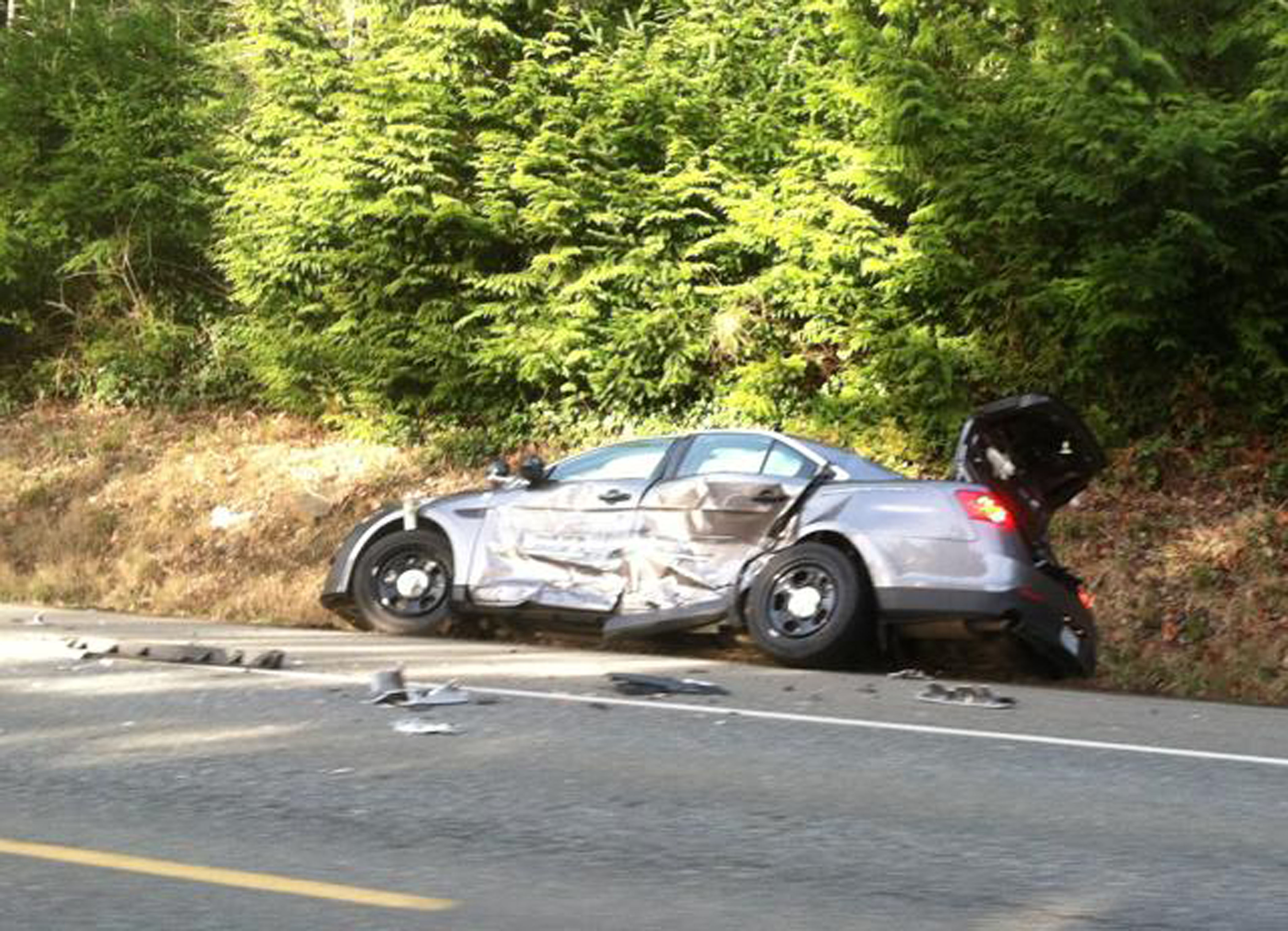 One of the sheriff's cars involved in Sunday's collision. Brian Lewis
