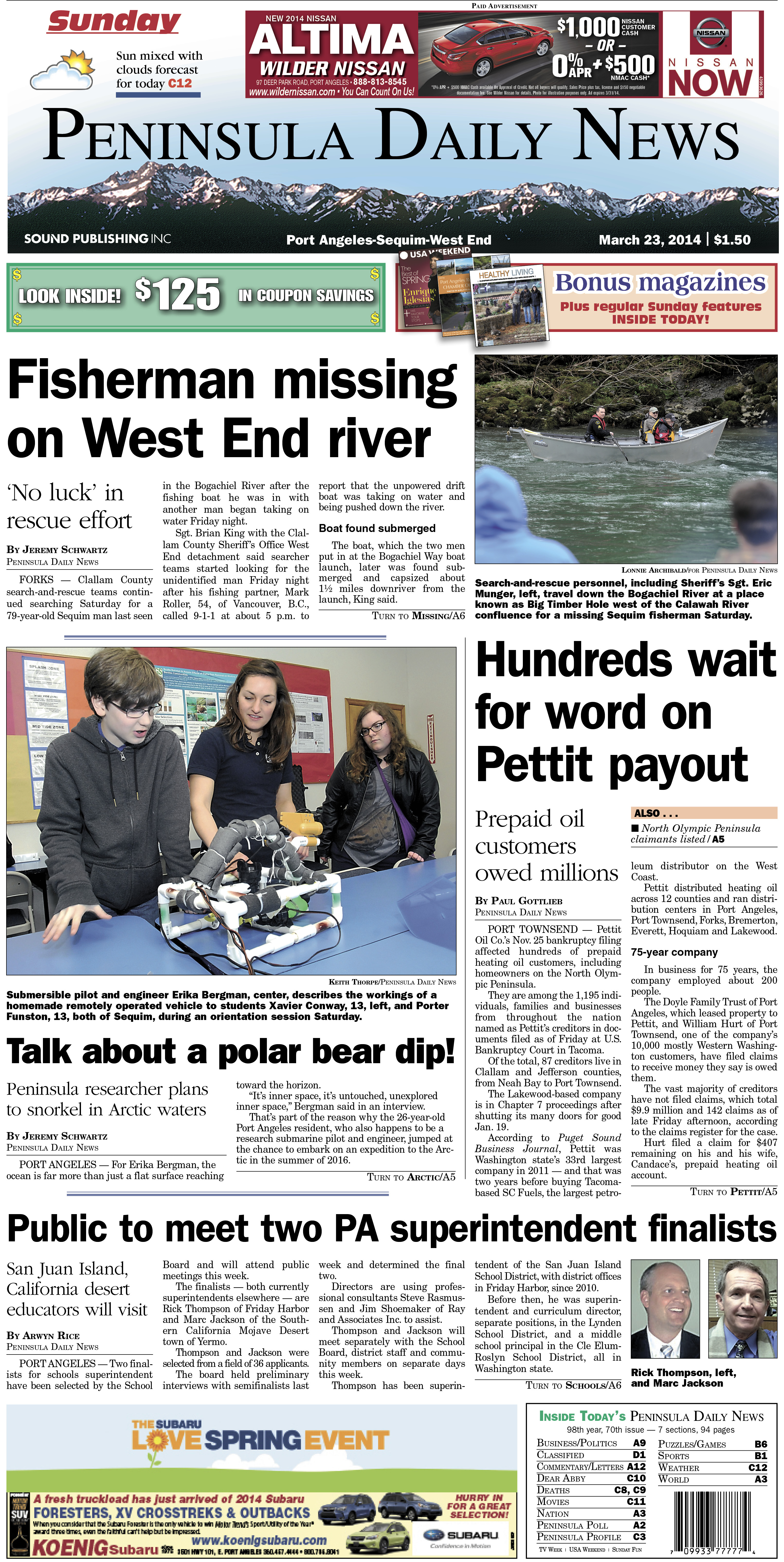 Today's front page for our Clallam County readers.