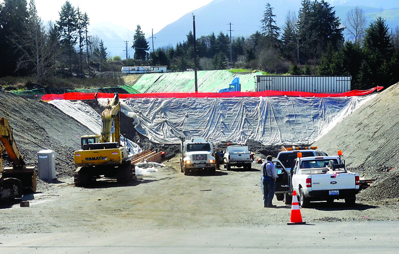 Excavation continues on an underpass beneath U.S. Highway 101 in the Deer Park area east of Port Angeles on Thursday. Keith Thorpe/Peninsula Daily News