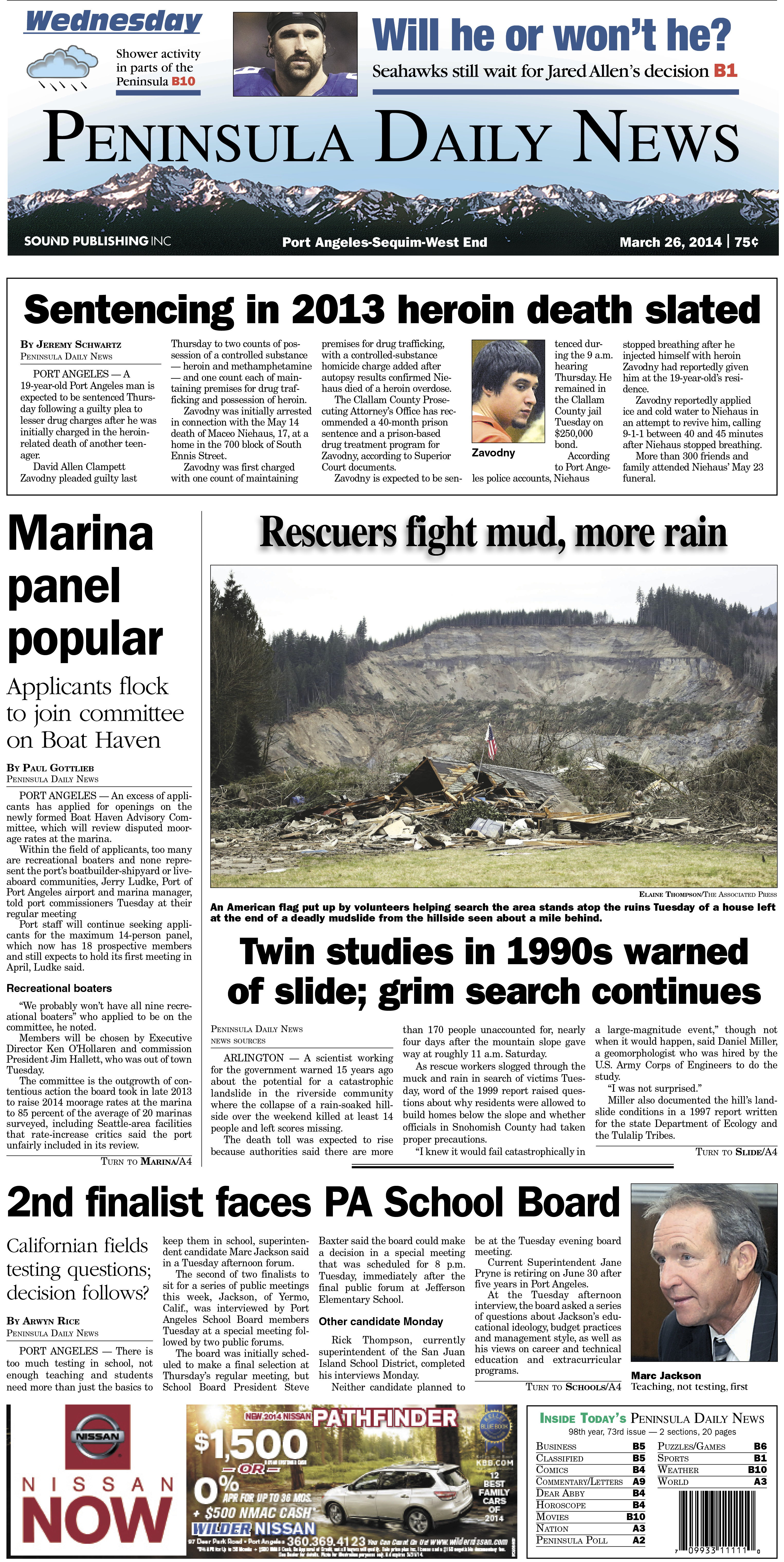 Today's front page for our Clallam County readers.