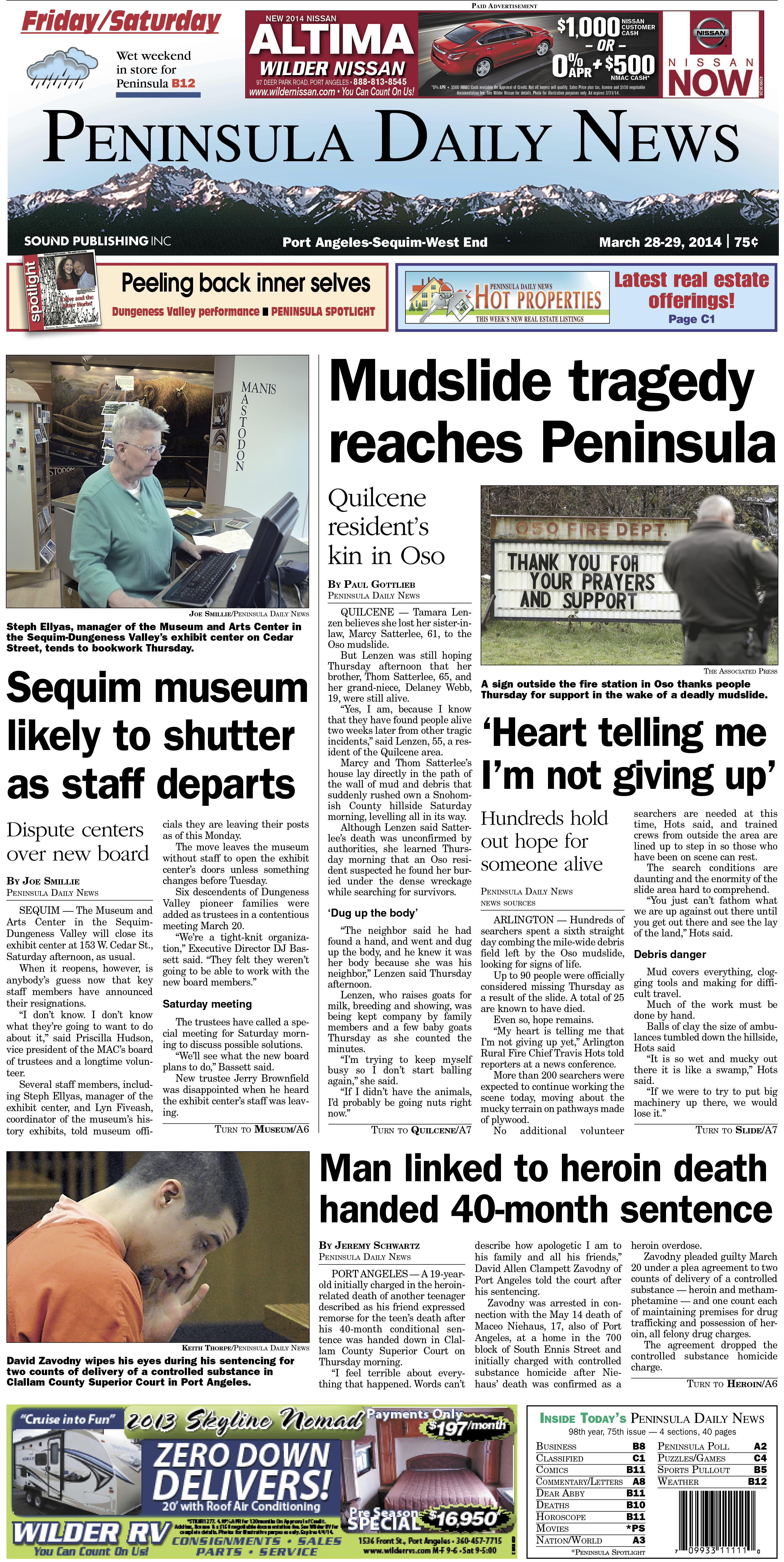 Today's PDN front page for our Clallam County readers.