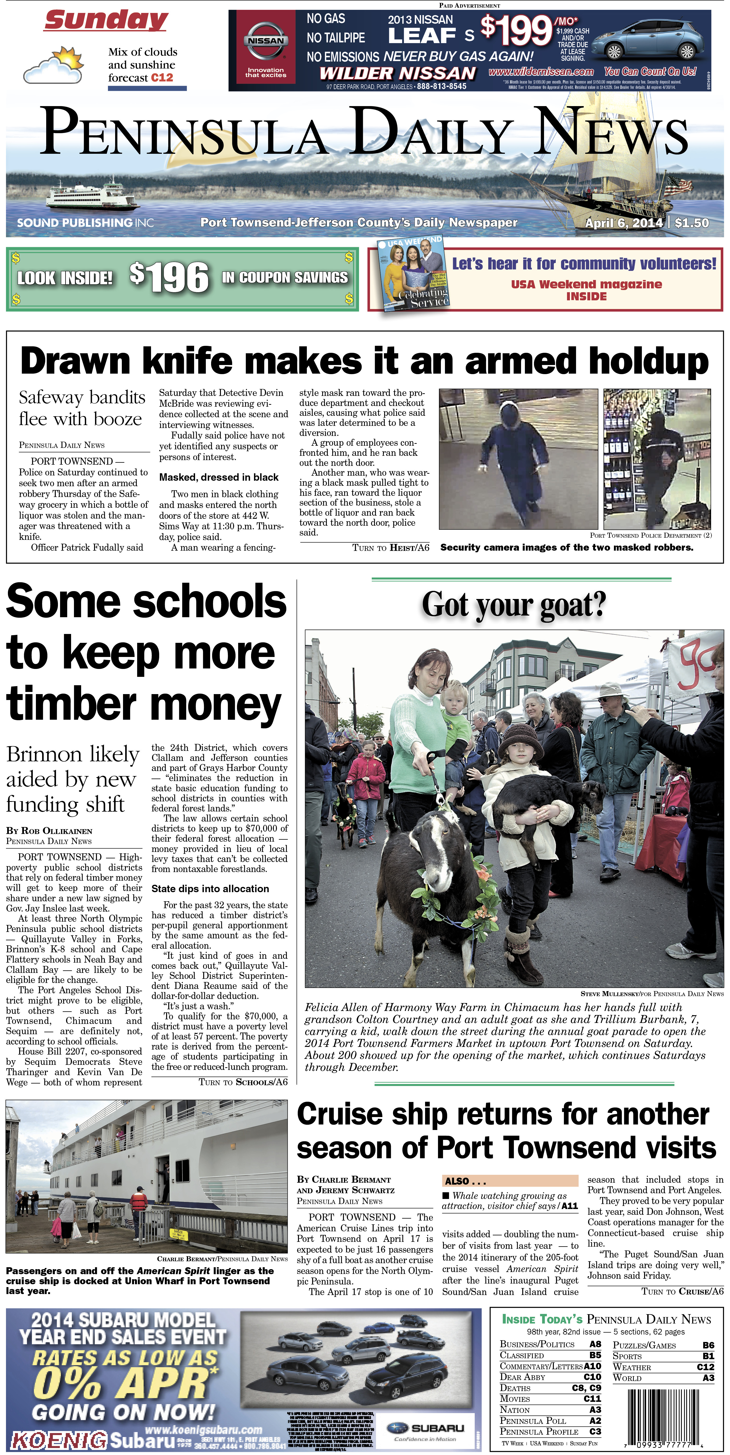Today's PDN front page for our Port Townsend/Jefferson County readers.