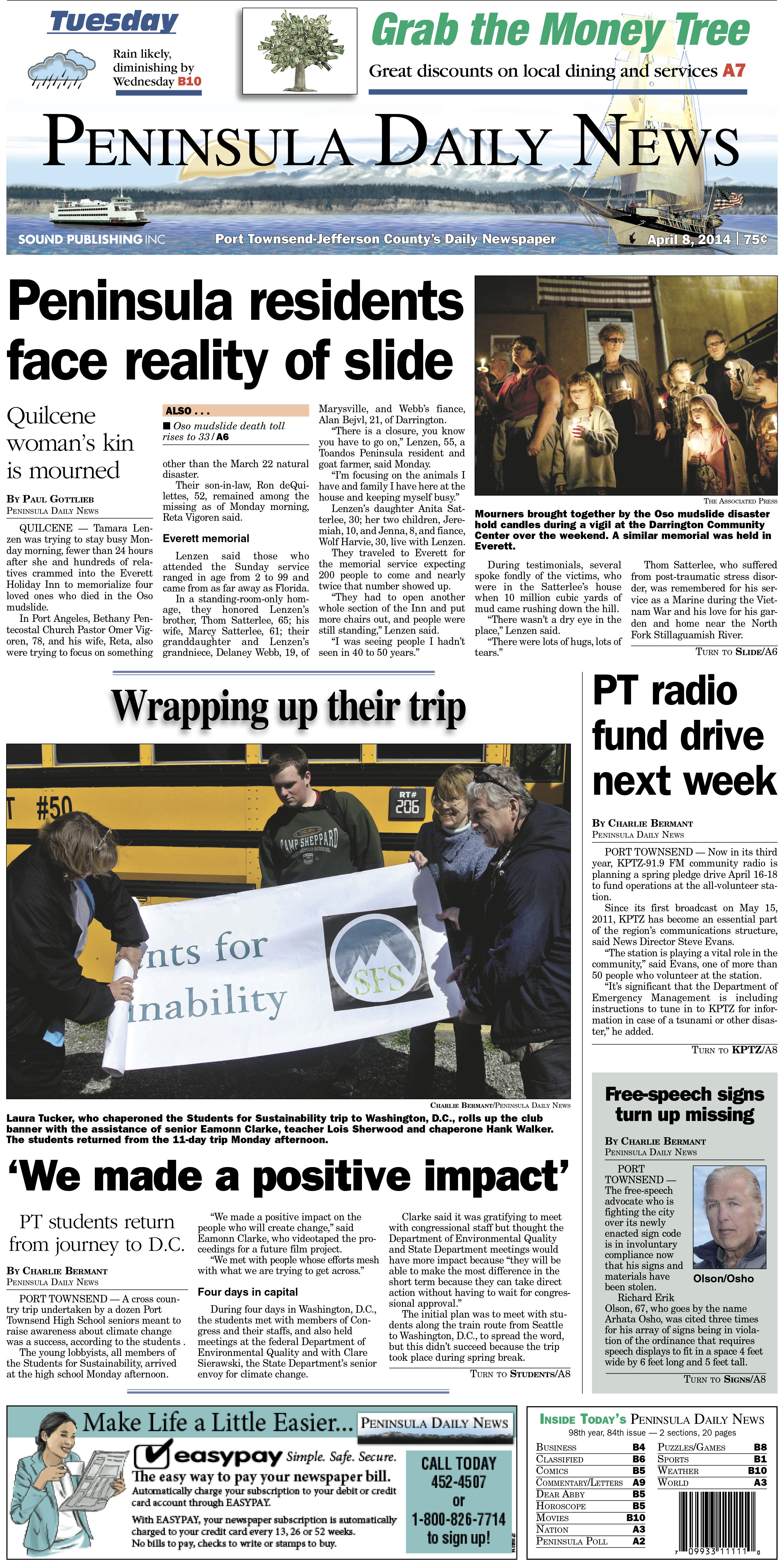Today's PDN front page for our Port Townsend/Jefferson County readers.