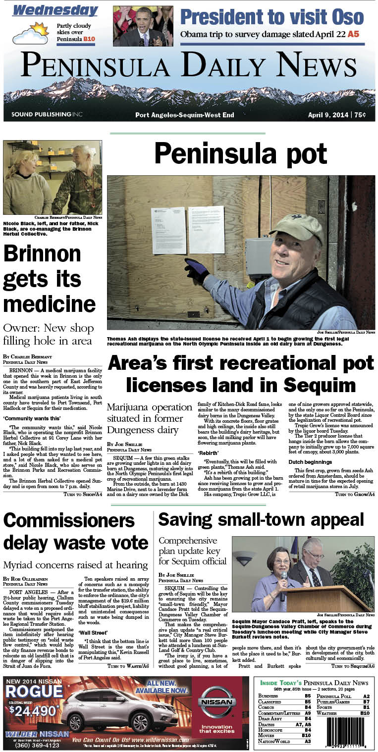 Today's PDN front page for our Port Angeles/Clallam County readers.