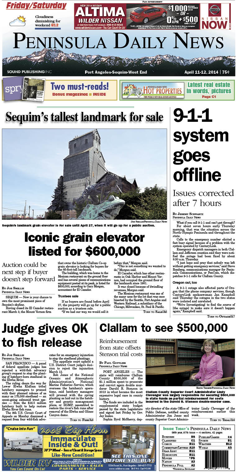 Today's PDN front page for our Port Angeles/Clallam County readers.