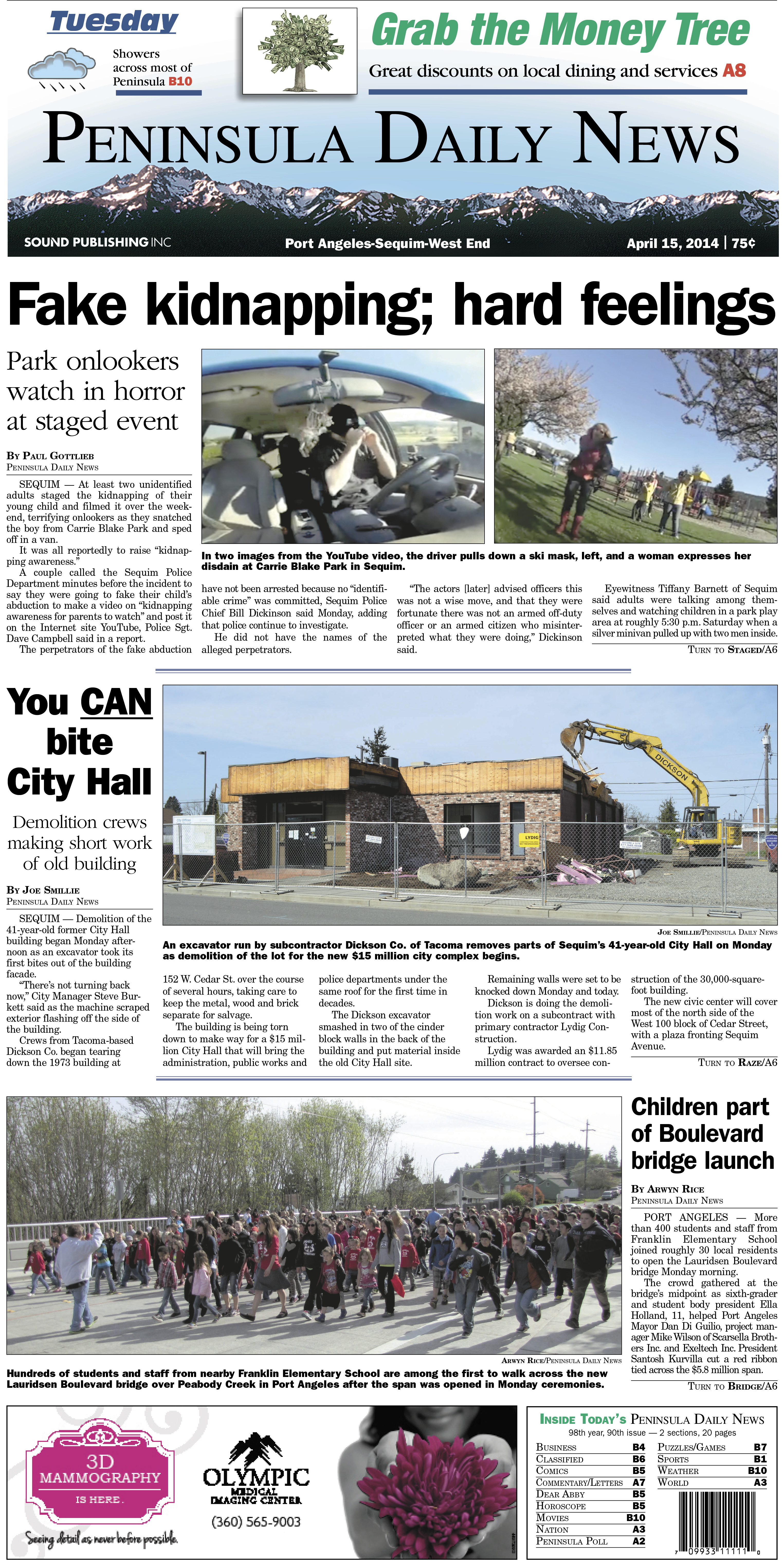 Today's PDN front page for our Clallam County readers.