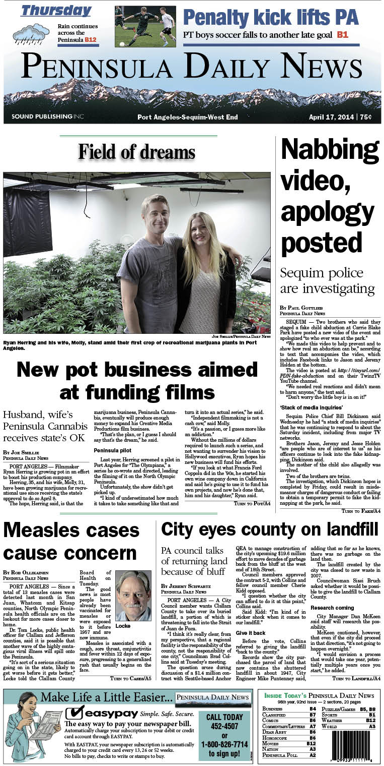 Today's PDN front page for our Clallam County readers.