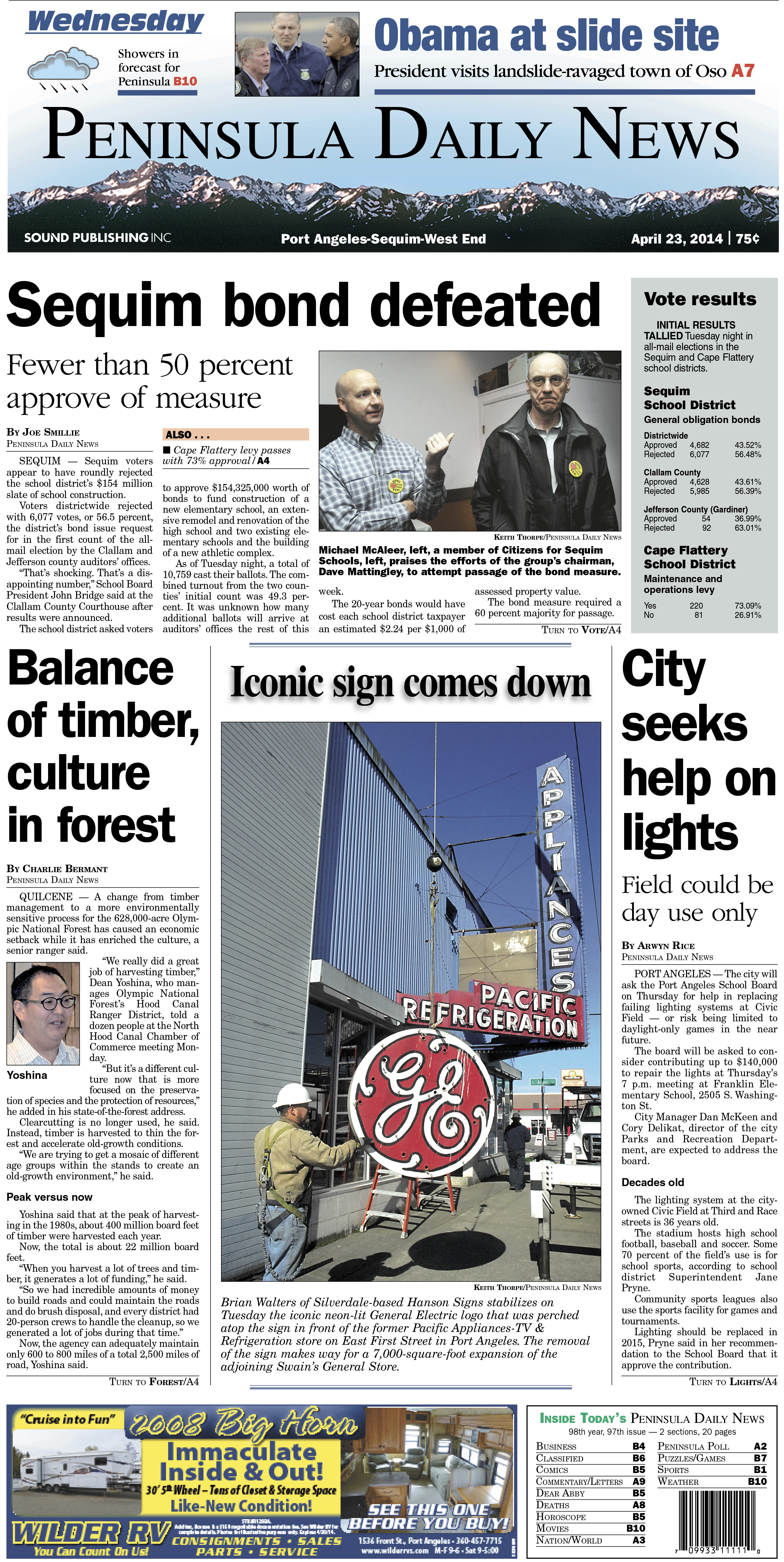 Today's PDN front page for our Clallam County readers.